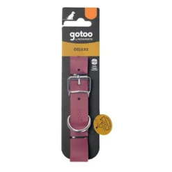 Gotoo Coleira Biothane vermelho vinho para cães