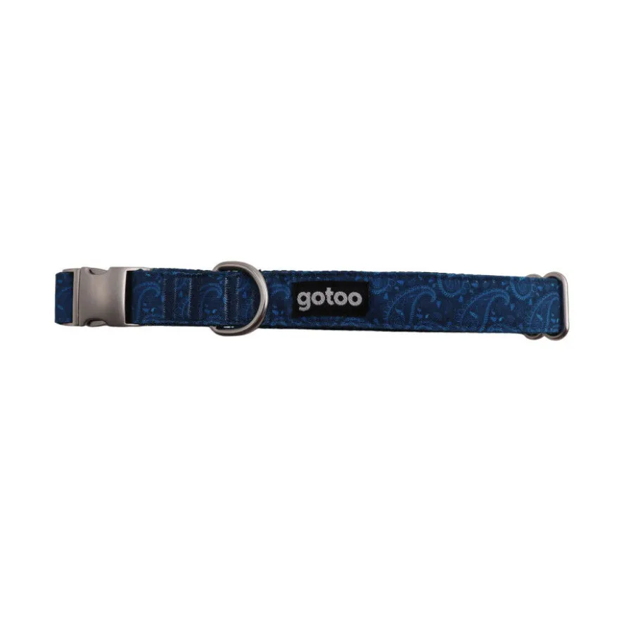 Gotoo Coleira estampada azul para cães