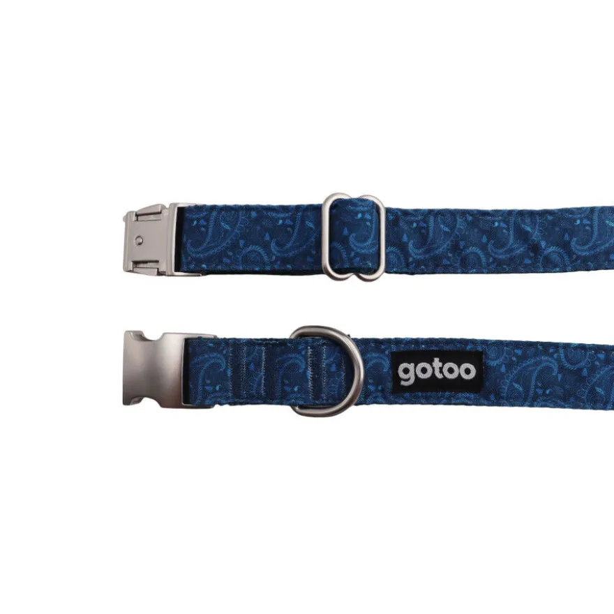 Gotoo Coleira estampada azul para cães