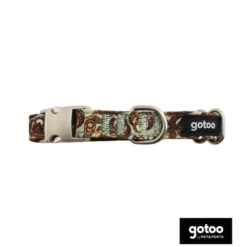 Gotoo Coleira estampada castanha para cães