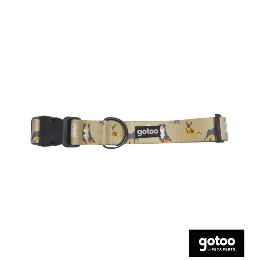 Gotoo Coleira estampada castanha para cães