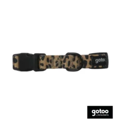 Gotoo Coleira estampada leopardo castanha para cães