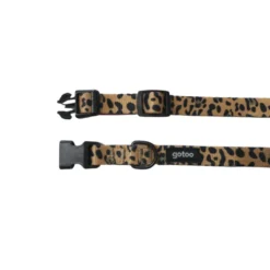 Gotoo Coleira estampada leopardo castanha para cães