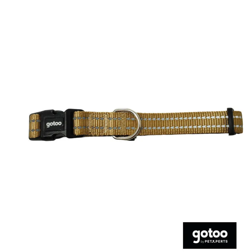 Gotoo Coleira refletora de nylon bege para cães