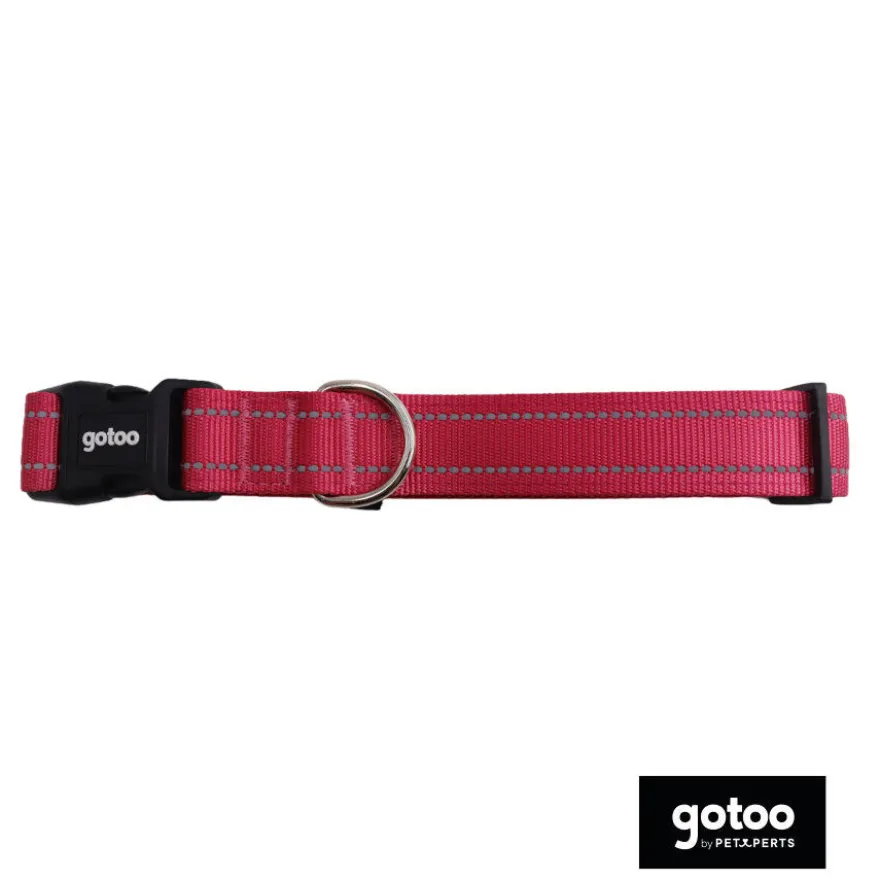 Gotoo Coleira refletora de nylon rosa para cães