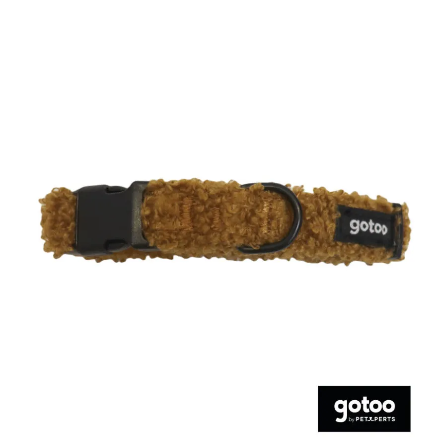 Gotoo Coleira veludo castanho para cães