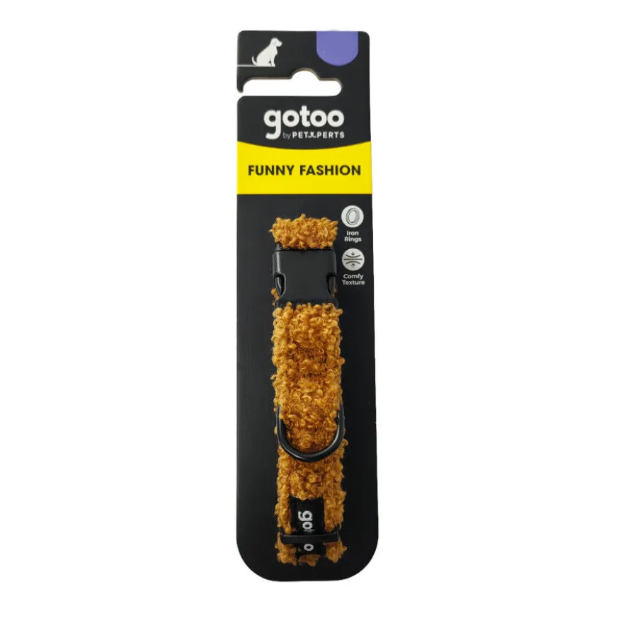Gotoo Coleira veludo castanho para cães