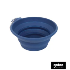 Gotoo Comedouro Dobrável e Portátil em Silicone Azul para cães e gatos