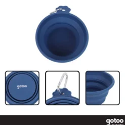Gotoo Comedouro Dobrável e Portátil em Silicone Azul para cães e gatos