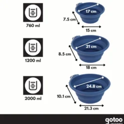 Gotoo Comedouro Dobrável e Portátil em Silicone Azul para cães e gatos