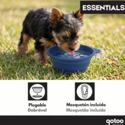 Gotoo Comedouro Dobrável e Portátil em Silicone Azul para cães e gatos
