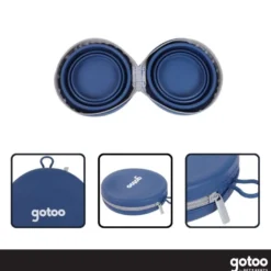 Gotoo Comedouro Portátil Duplo em Silicone Azul para cães