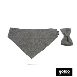 Gotoo Conjunto Bandana e Gravata espinha cinza para cães