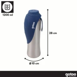 Gotoo Garrafa Bebedouro Portátil em Aço Inoxidável Azul para cães