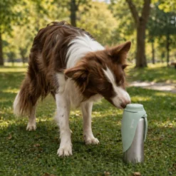 Gotoo Garrafa Bebedouro Portátil em Aço Inoxidável Verde para cães