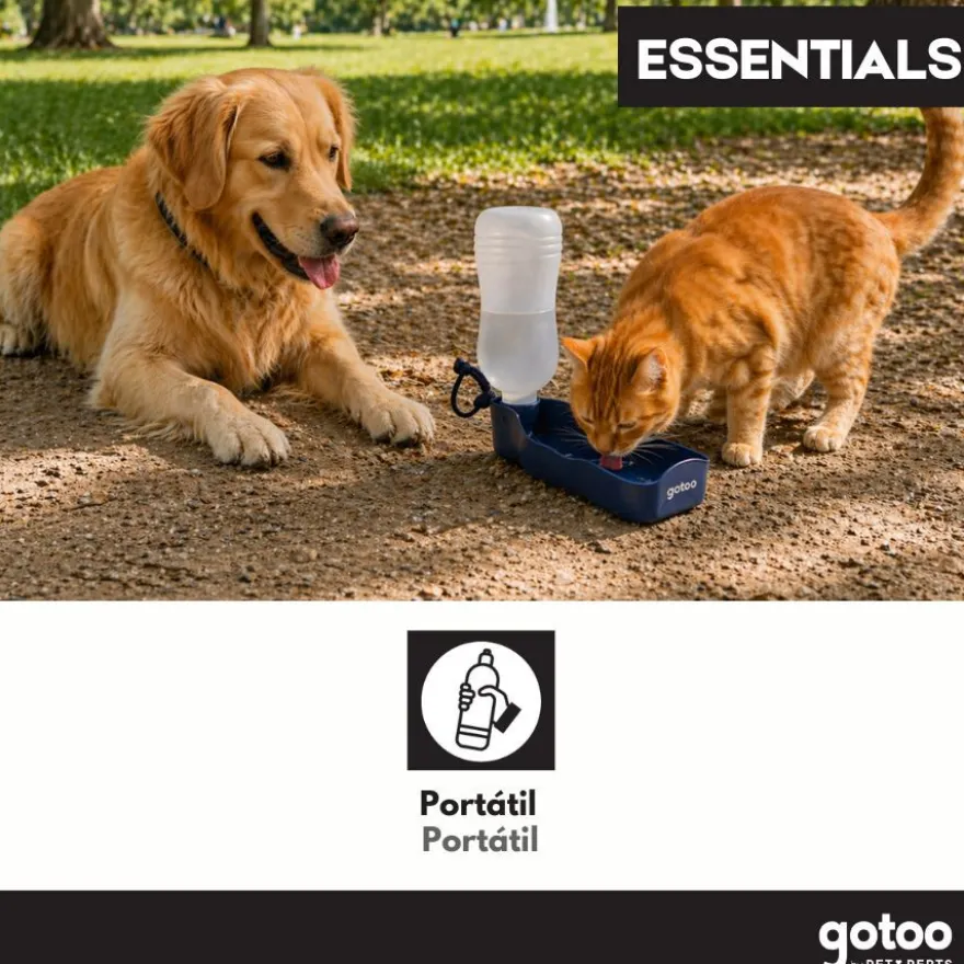 Gotoo Garrafa Bebedouro Portátil em Plástico Azul para cães e gatos