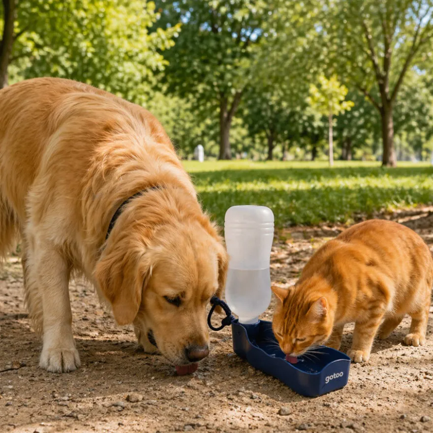 Gotoo Garrafa Bebedouro Portátil em Plástico Azul para cães e gatos