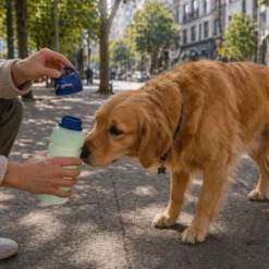 Gotoo Garrafa Bebedouro Portátil em Silicone Azul e Verde para cães e gatos