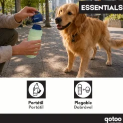Gotoo Garrafa Bebedouro Portátil em Silicone Azul e Verde para cães e gatos