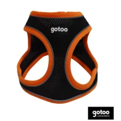 Gotoo Peitoral ajustável de malha laranja/preto para cães