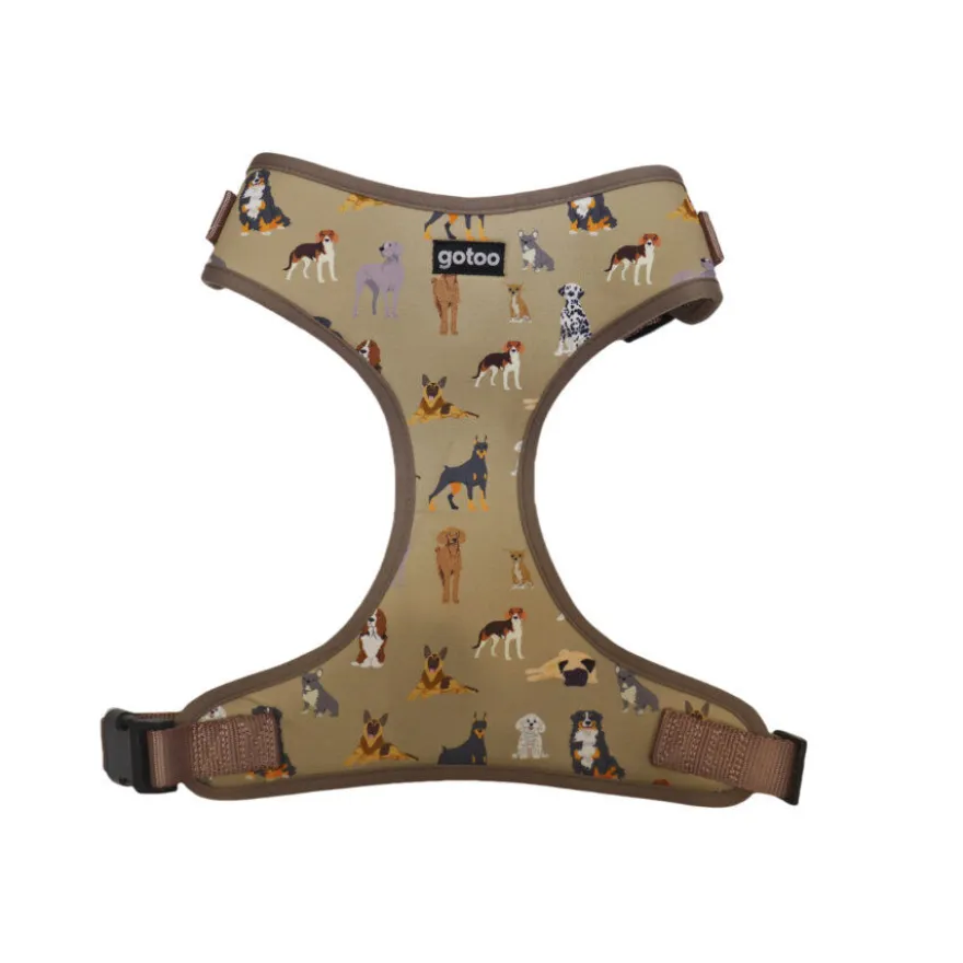 Gotoo Peitoral Ajustável Estampado Castanho para Cães
