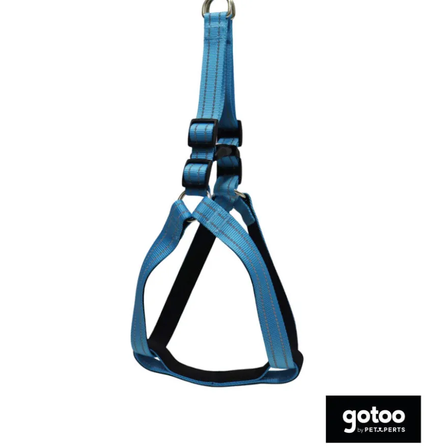 Gotoo Peitoral azul de nylon refletor para cães