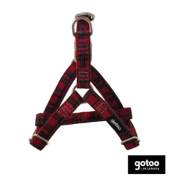 Gotoo Peitoral vermelho estampado tartã para cães