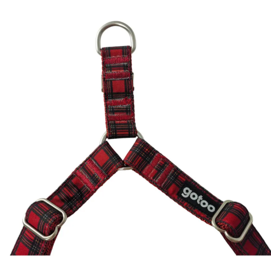 Gotoo Peitoral vermelho estampado tartã para cães