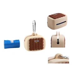 Gotoo Porta-sacos de silicone castanho para cães