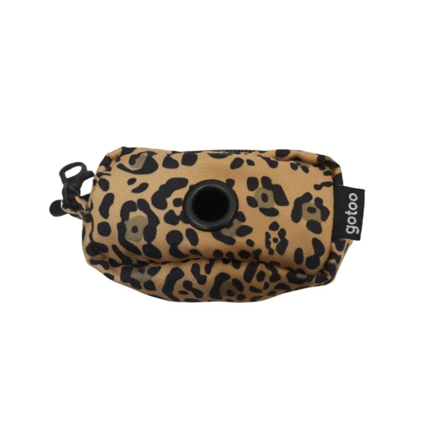 Gotoo Porta sacos estampado leopardo castanho para cães