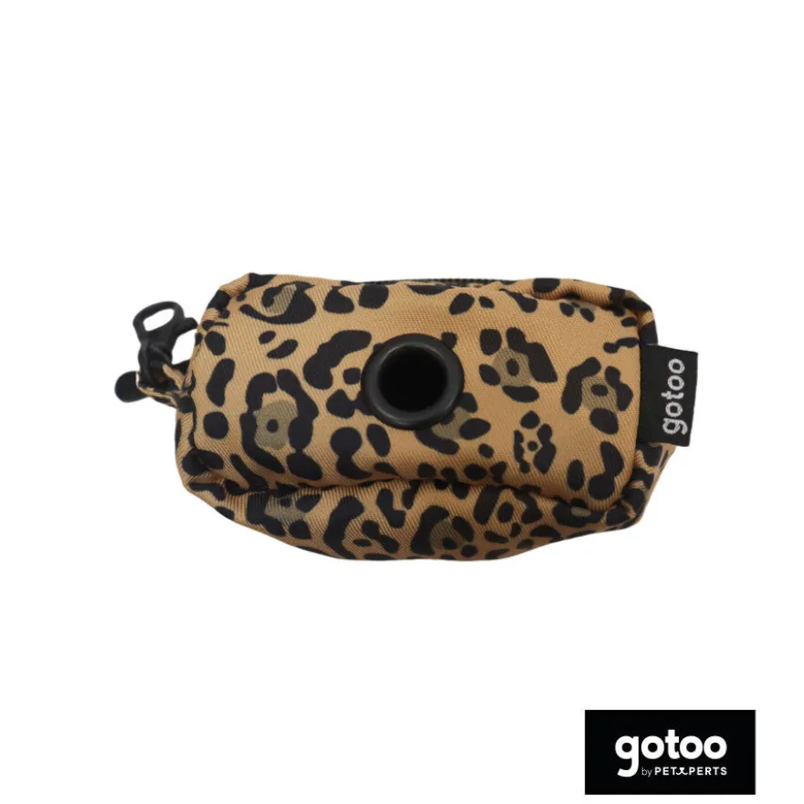 Gotoo Porta sacos estampado leopardo castanho para cães
