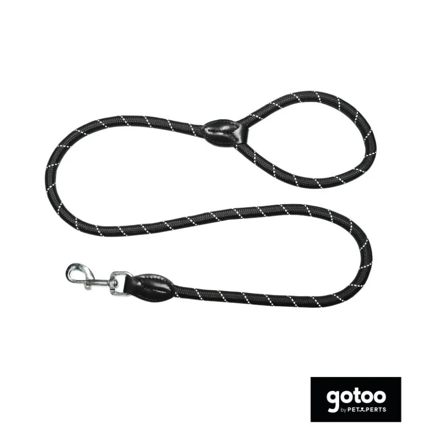 Gotoo trela de corda refletora preta para cães
