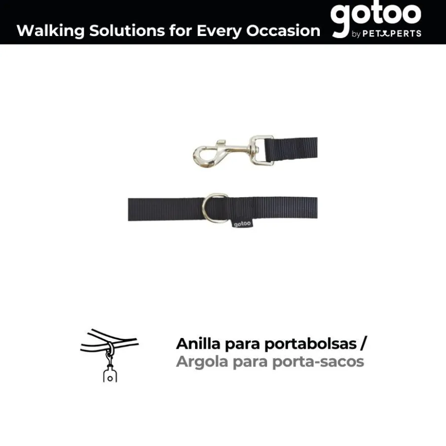 Gotoo Trela de nylon preta para cães