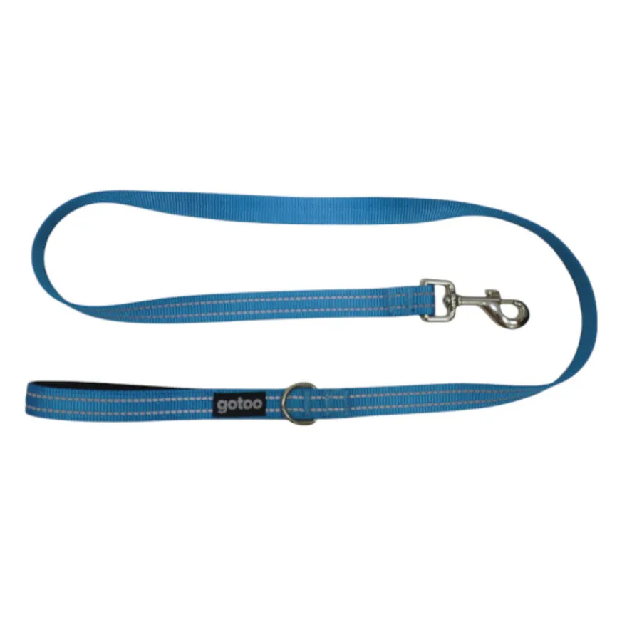 Gotoo Trela de nylon refletora azul para cães