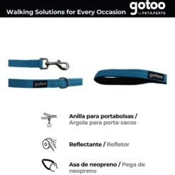 Gotoo Trela de nylon refletora azul para cães