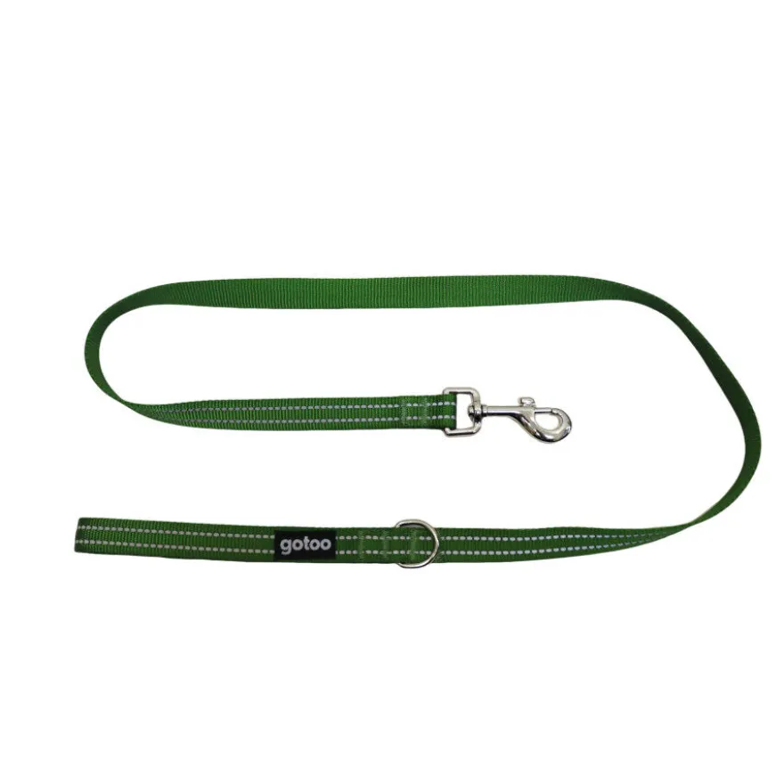 Gotoo Trela de nylon refletora verde para cães