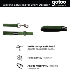 Gotoo Trela de nylon refletora verde para cães
