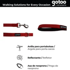 Gotoo Trela de nylon refletora vermelha para cães