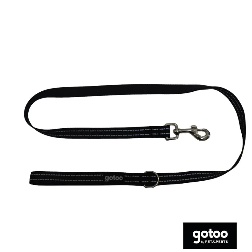 Gotoo Trela de nylon reflexiva preta para cães