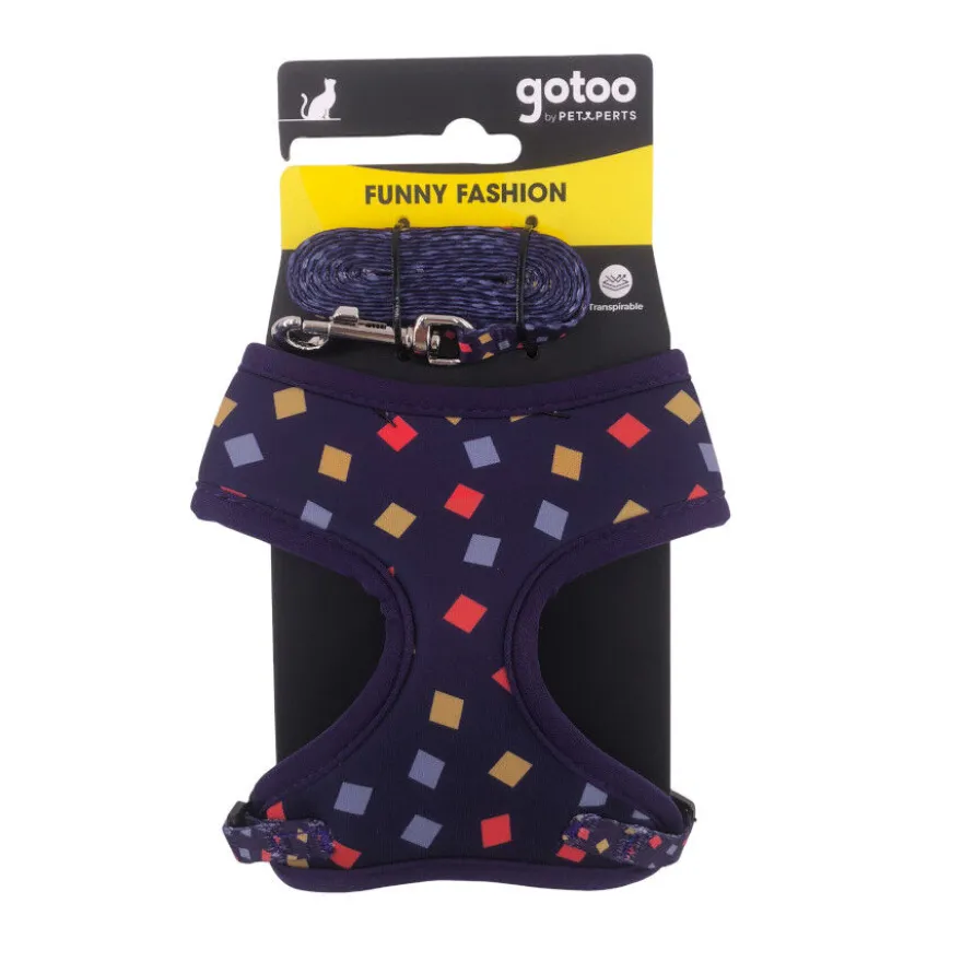 Gotoo Trela e peitoral estampado geométrico para gatos
