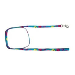 Gotoo Trela e peitoral estampado smile azul para gatos