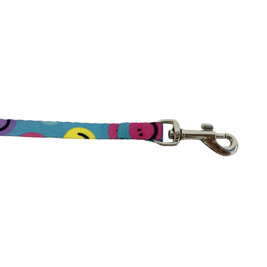 Gotoo Trela e peitoral estampado smile azul para gatos
