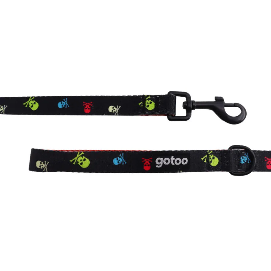 Gotoo Trela estampada caveira preta para cães