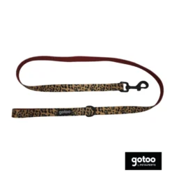 Gotoo Trela estampada leopardo castanha para cães
