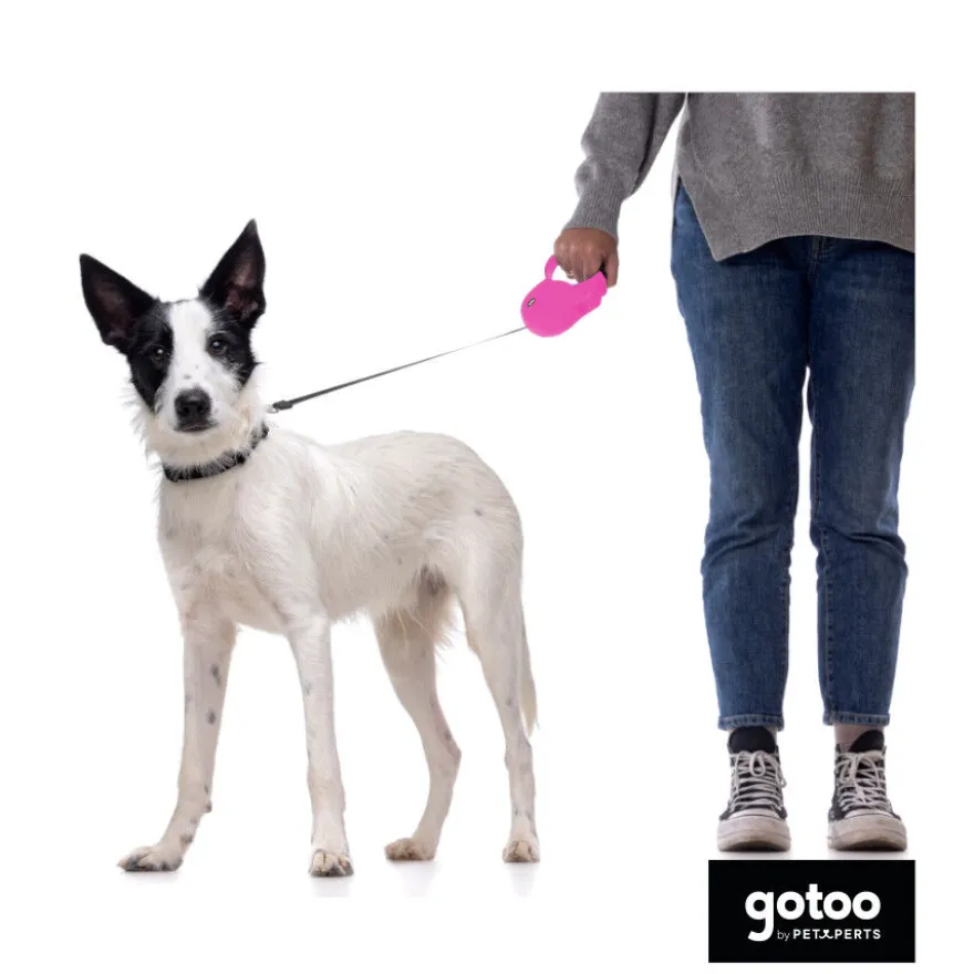 Gotoo Trela extensível rosa para cães