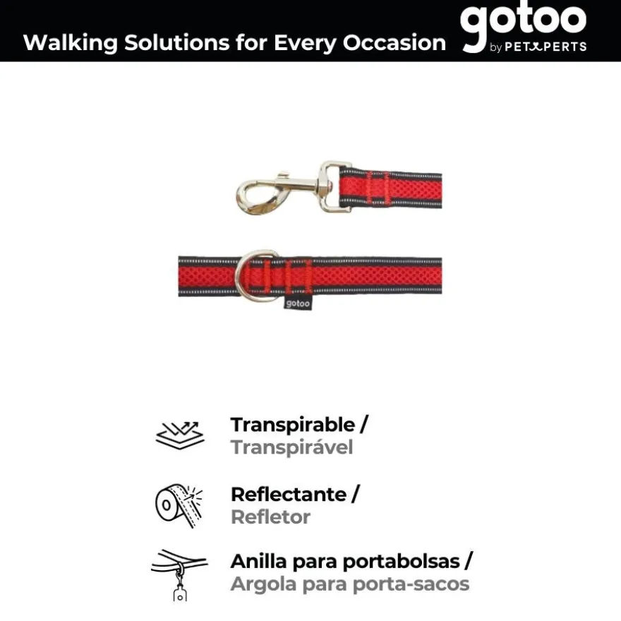 Gotoo Trela mesh vermelha refletora para cães