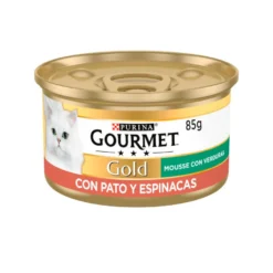 Gourmet Gold Alimento húmido de pato com espinafres em lata para gatos
