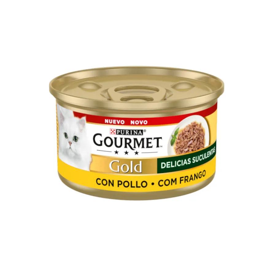 Gourmet Gold Delícias Suculentas Alimento húmido de frango em lata para gatos