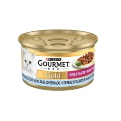 Gourmet Gold Peixe do Oceano e Espinafres em molho para gatos