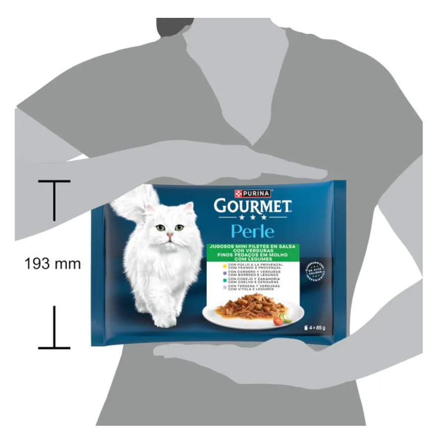 Gourmet Perle Filetes de Carne com Legumes em molho saquetas para gatos